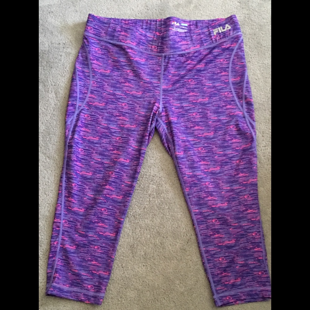 Fila Purple & Pink Cropped Running Leggings